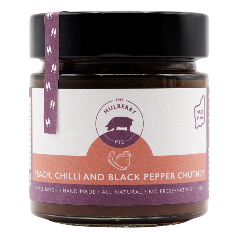 THE MULBERRY PIG – PEACH, CHILLI AND BLACK PEPPER CHUTNEY