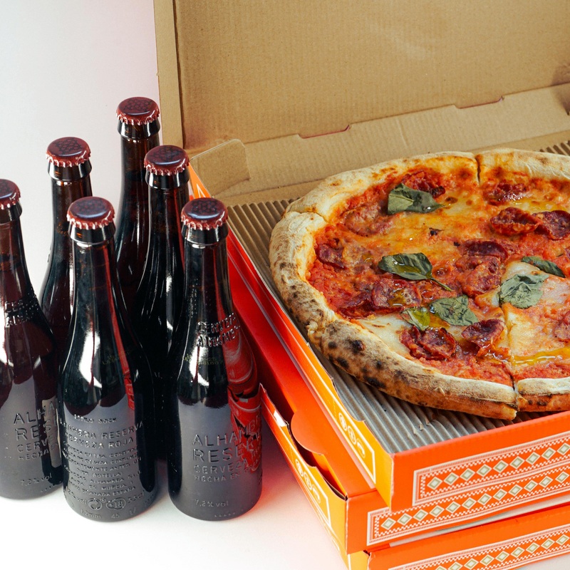 A Diavola Pizza & 6 Alhambra Reserva Roja Beers