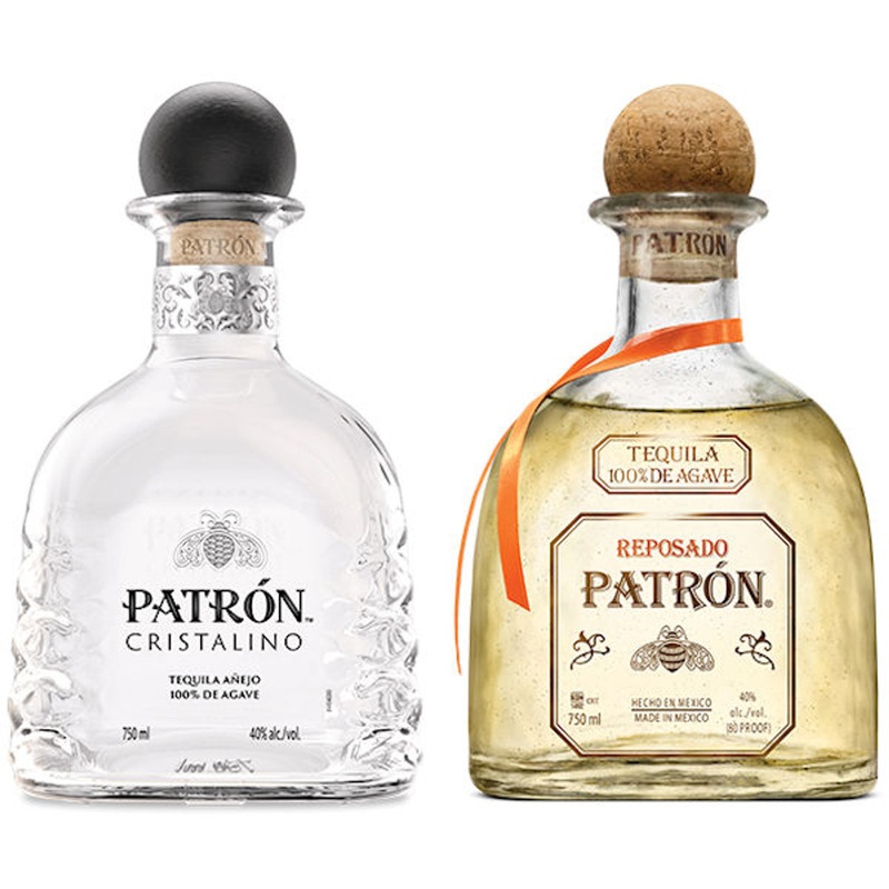 Patron 2-Bottle Bundle – Cristalino Aejo & Reposado Tequila 750ml