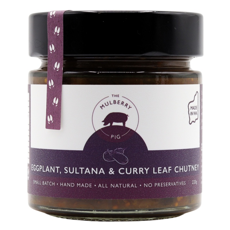 THE MULBERRY PIG – EGGPLANT, SULTANA & CURRY LEAF CHUTNEY