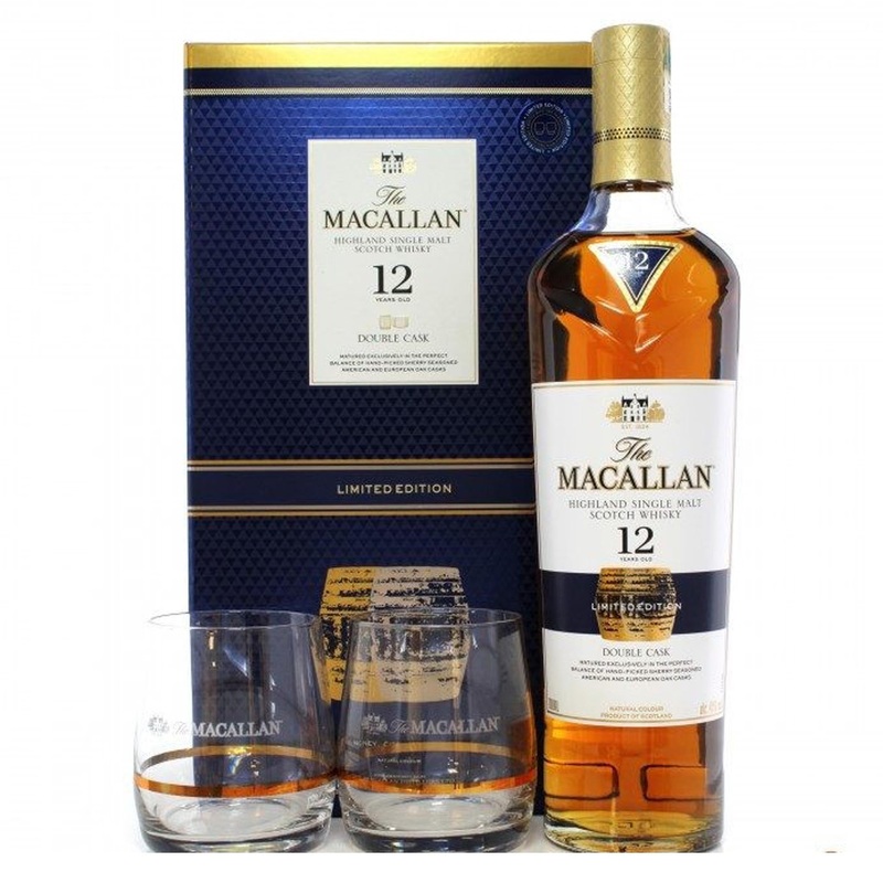 Macallan 12 Year Old – Fine Oak Double Cask Matured 70cl – With Glasses