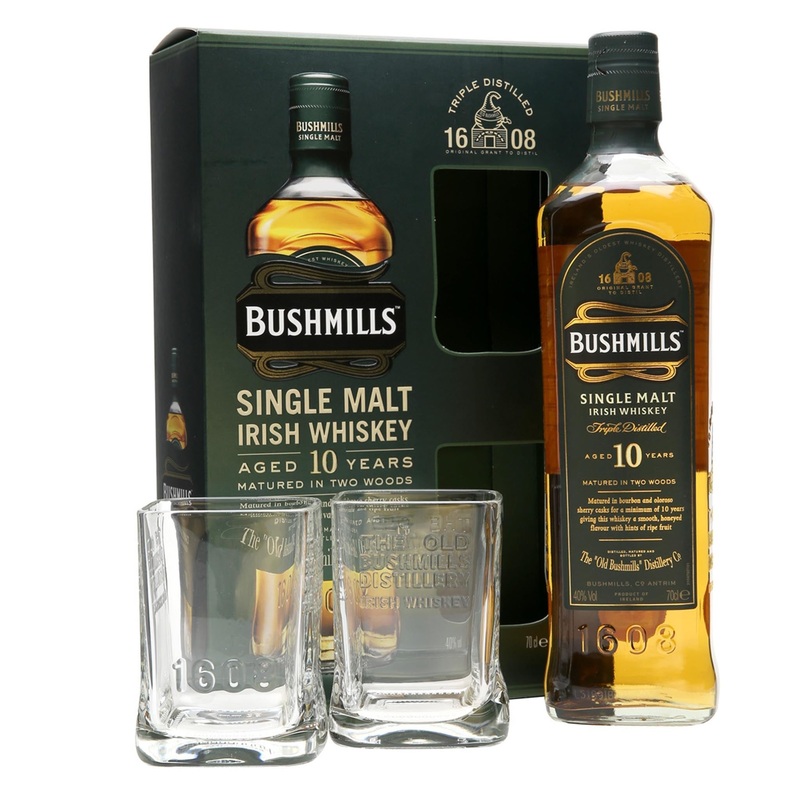 Bushmills 10 Year Old 70cl with Glasses